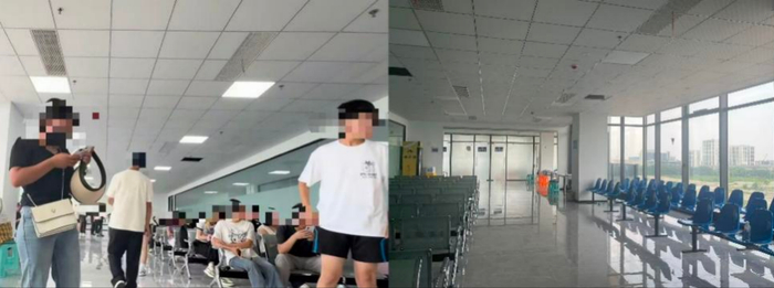 公司面试间外前后对比。潮新闻 实习记者　陈雨昕 摄