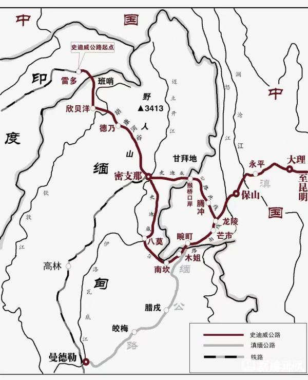 （滇缅运输线路图）