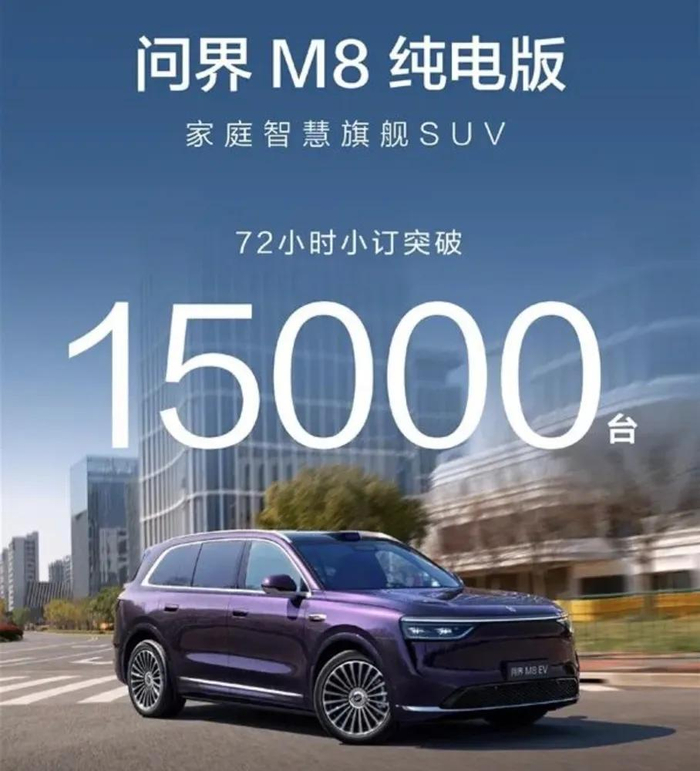 图/问界M8纯电版预售3天小订突破1.5万台
