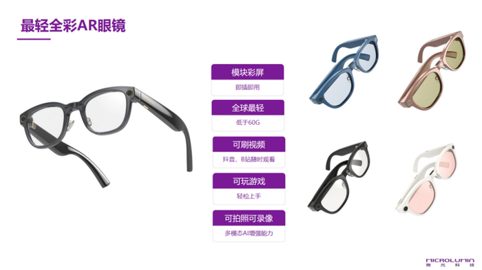 ▲ 微光科技下半年推出的全彩AR眼镜产品
