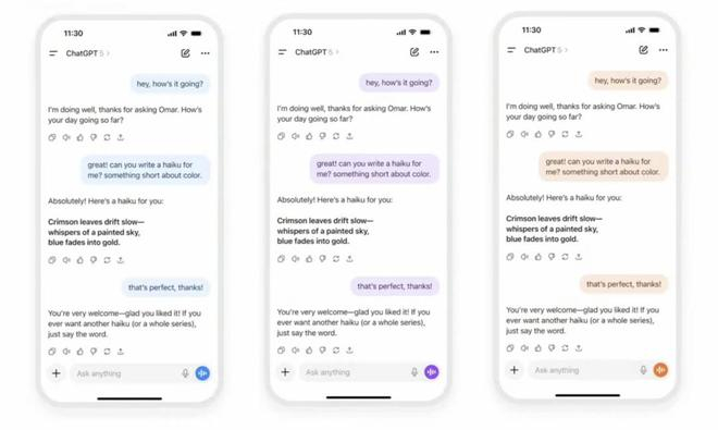 △对话框颜色也可以随心换。来源：OpenAI