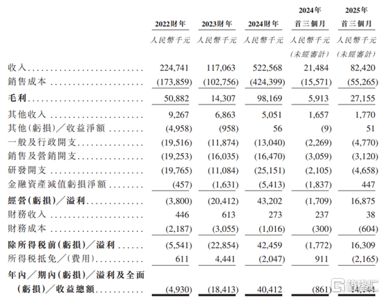 合并损益及其他全面收益表概要