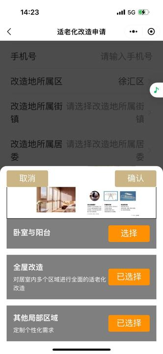 上海市居家环境适老化改造服务平台中的部分可选项目