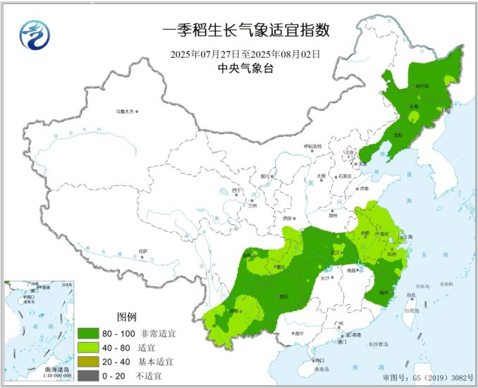 附图4 一季稻生长气象适宜指数