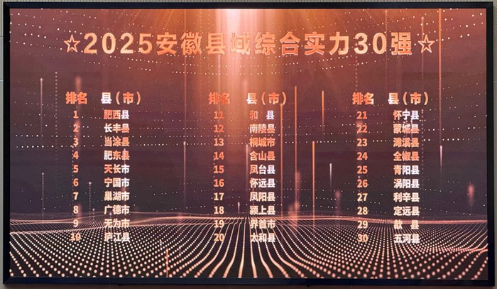 2025安徽县域综合实力30强