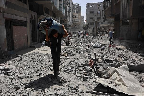 △當(dāng)?shù)貢r(shí)間19日，加沙地帶北部加沙城