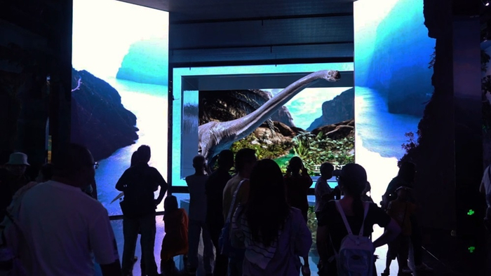 “壮丽三峡”展馆内游客络绎不绝（央广网发  王振  摄）