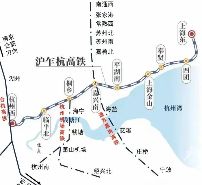 沪乍杭铁路路线走向示意图