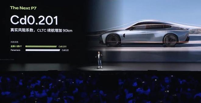 ▲ 全新 P7 在时速 120km/h 下的风阻系数仅有 Cd0.201