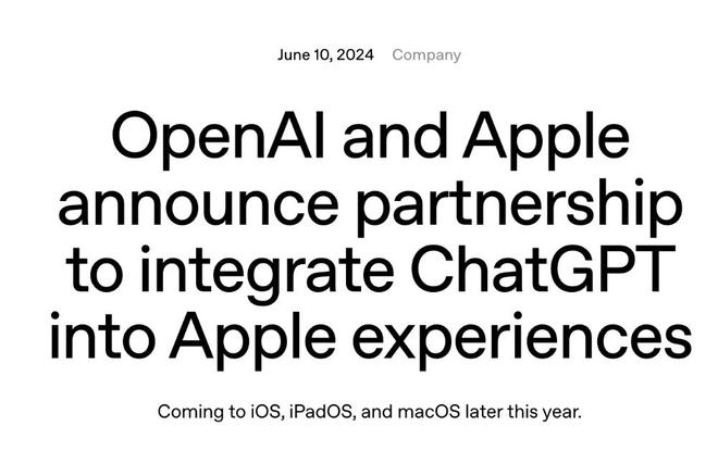 ▲OpenAI宣布与苹果合作公告（来源：OpenAI）