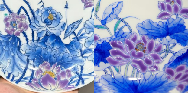 左图为六逸堂真品 右图为市场仿品