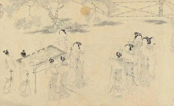 明 仇英 《乞巧图》（局部） 台北故宫博物院藏