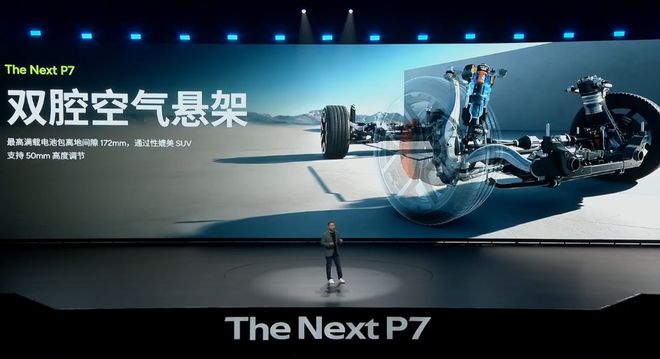 ▲全新小鹏P7悬架全系标配双腔空气悬架
