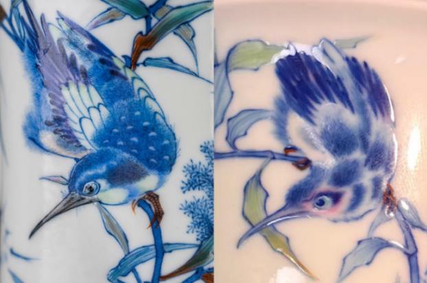 左图为六逸堂真品 右图为市场仿品