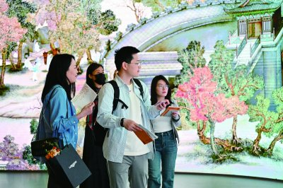 游客在参观《金陵图》数字艺术展。受访者供图