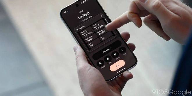 ▲ 通话时也能提供航班信息的 Magic Cue，图源：9to5Google