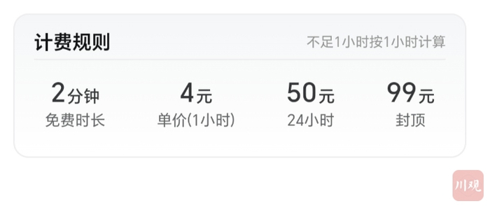 某品牌共享充电宝显示的计费规则