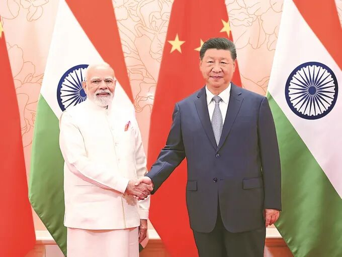 8月31日中午，国家主席习近平在天津迎宾馆会见来华出席二〇二五年上海合作组织峰会的印度总理莫迪。 新华社记者 谢环驰 摄