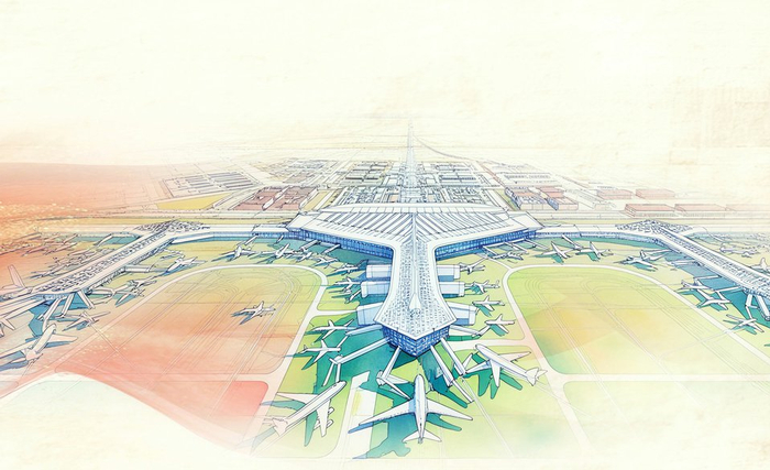 太原机场三期改扩建效果图。