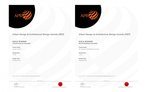 图1 – 朱旭栋2025 Urban Design & Architecture Design Awards金奖证书