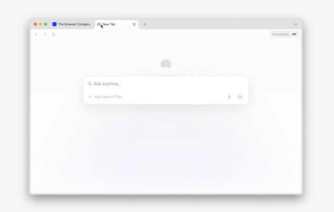 Dia 浏览器页面｜ 图片来源：The Browser Company