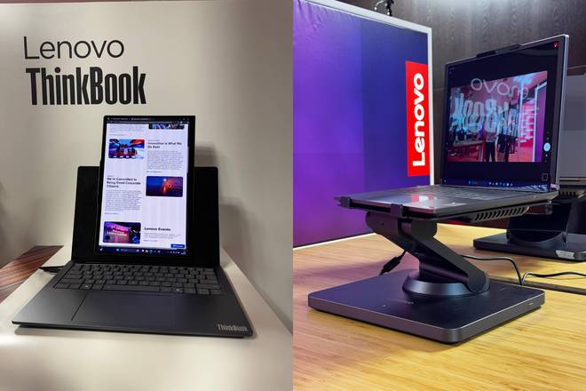 ▲ 左：联想 ThinkBook VertiFlex 概念机
