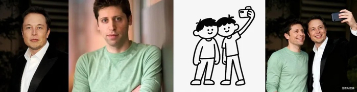 提示词:将图 1 男子和图 2 男子合进一张画面,参考图 3 姿势