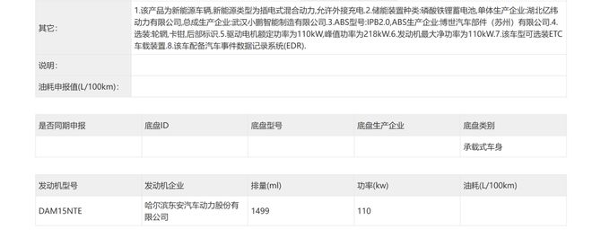 ▲小鹏G7增程版动力系统信息