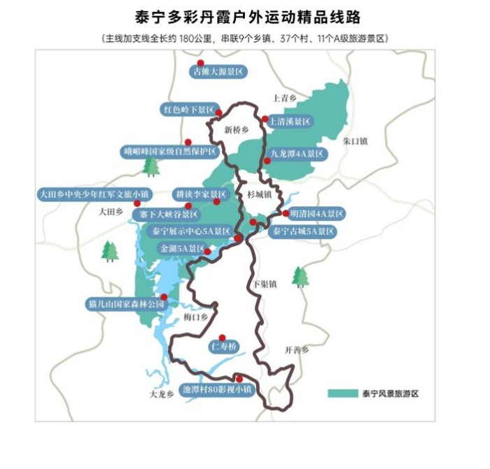福建省三明市多彩丹霞户外运动线路示意图