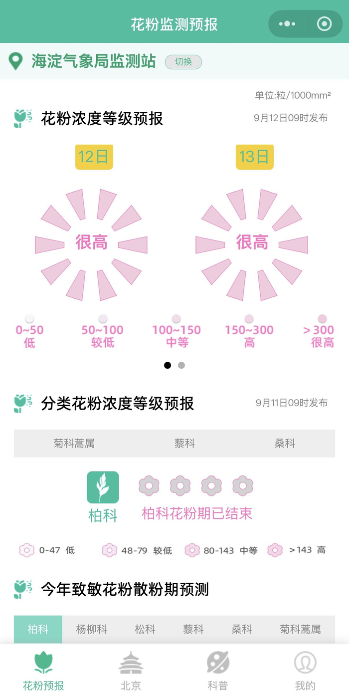 图片来自花粉健康宝小程序