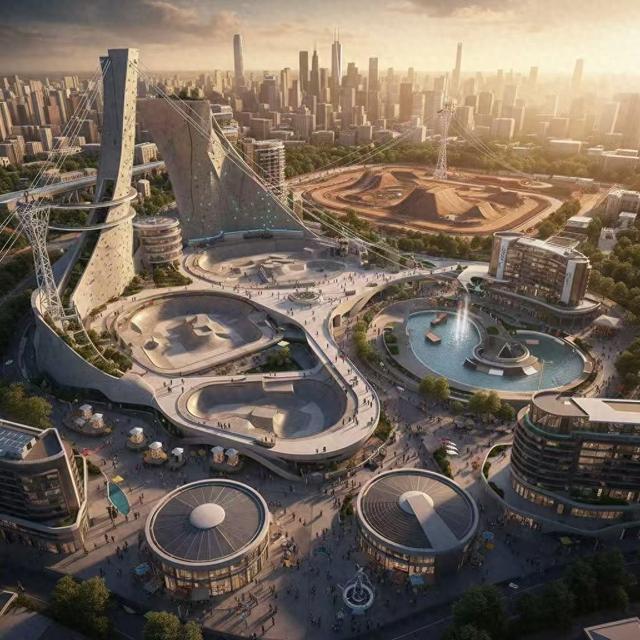 (图说:法国飓风集团设计的世界上最大户外极限运动场地概念图)