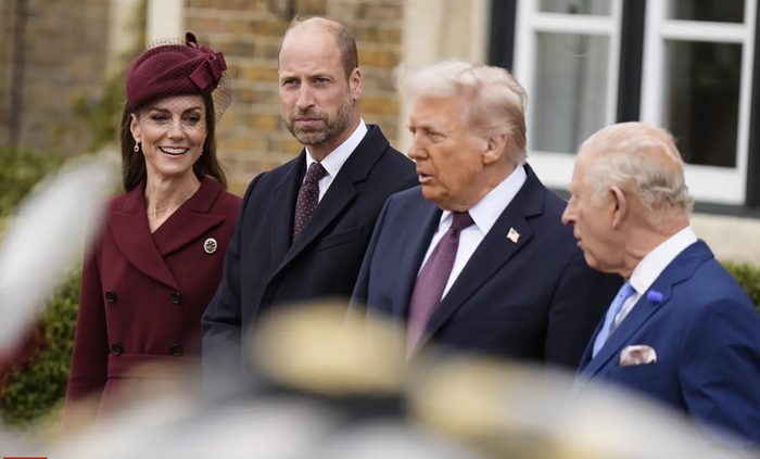 ▲美国总统特朗普与英国国王查尔斯三世、威廉王子、凯特王妃
