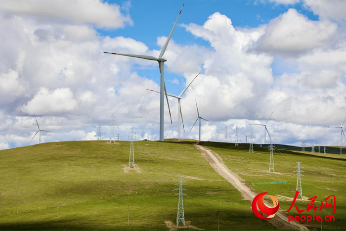 那曲市色尼區的歐瑪亭嘎風電場。人民網記者次仁羅布攝