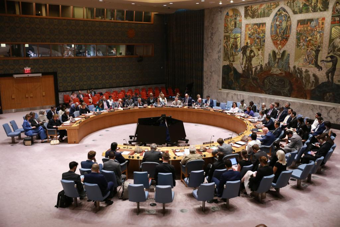 　　2025年6月24日，在位于纽约的联合国总部，安理会召开伊朗核问题公开会。新华社记者谢锷摄