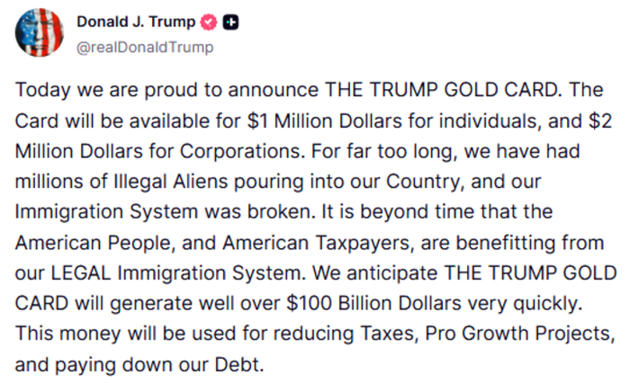 特朗普社交媒体帖文截图