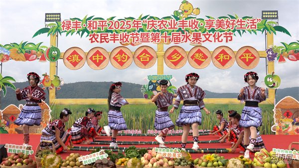 当地苗族群众在开幕式上跳竹竿舞 李海坤 摄