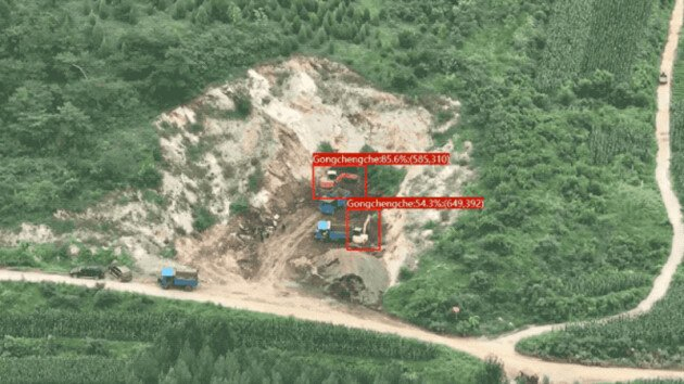 图：可见光智能检测违法采矿行为