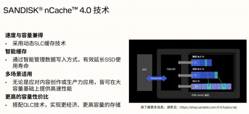 图注：写入数据时，SSD首先会将数据写到SLC缓存上，如果容量不够，SSD还会动态增加缓存容量。