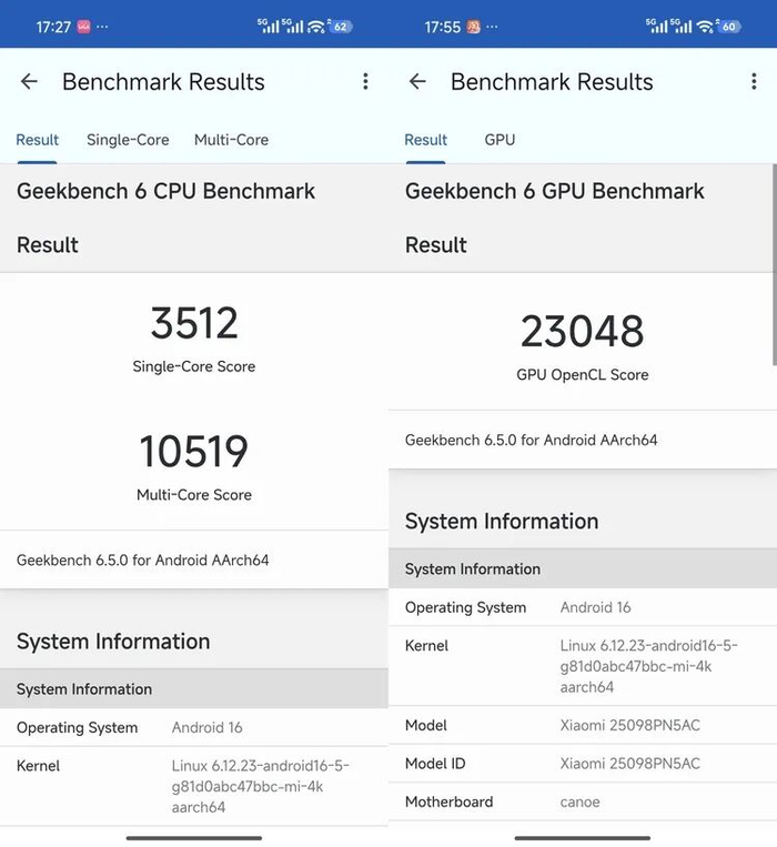 GeekBench6 图源：不客观实验室
