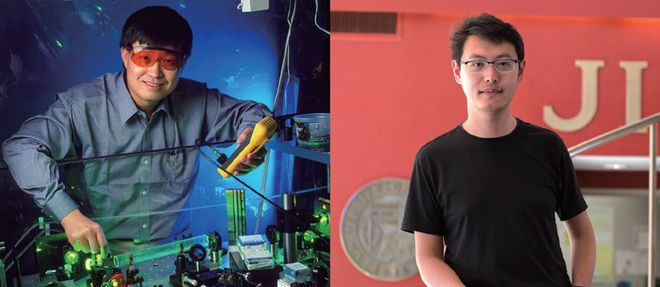 叶军（左）实验室由研究生张传坤（右）领导的一支团队在《自然》杂志上发表了核时钟跃（图/《世界科学》）