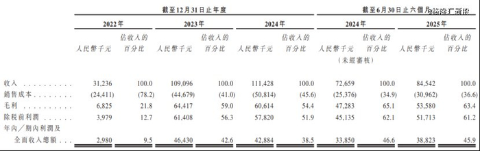 综合损益及其他全面收入表，图片来源：招股书