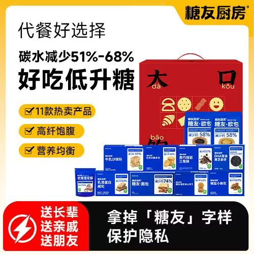 糖友厨房大饱口福大礼盒的销售页面上使用了低升糖字样。