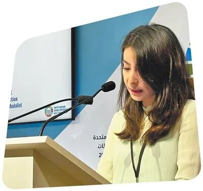 郭晶晶在2025年联合国海洋大会上发言。图为受访者提供