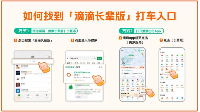图为：滴滴长辈版打车入口流程图