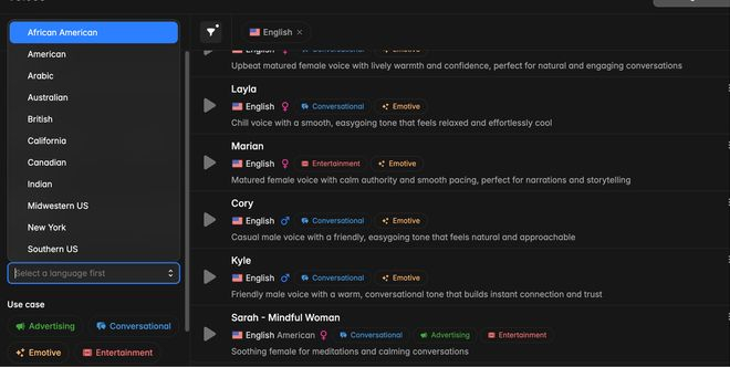 ▲拥有11种口音的英文（图源：Cartesia）