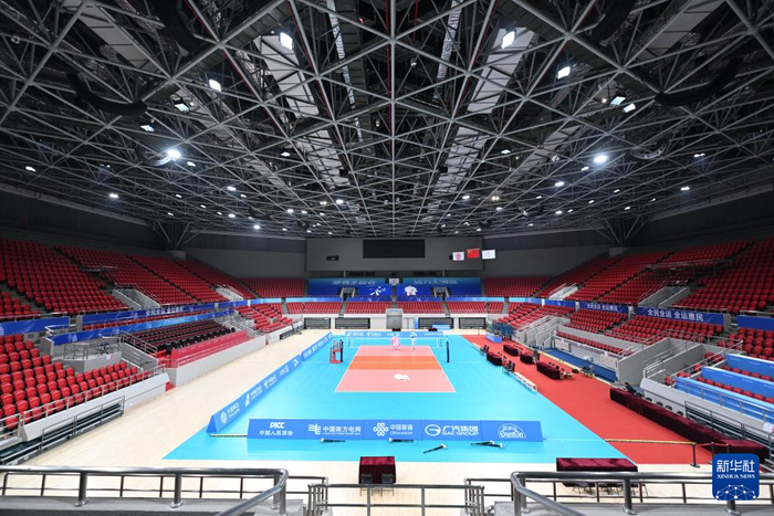 广州天河体育中心体育馆（10月18日摄）。全运会排球男子18岁以下组比赛在这里举行。新华社记者 邓华 摄