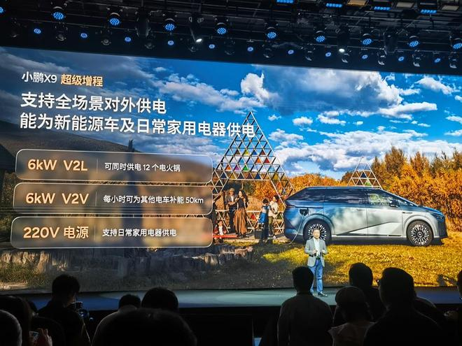 ▲小鹏X9增程版外放电功能