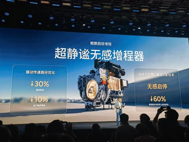 ▲小鹏鲲鹏超级增程的超静谧无感增程器