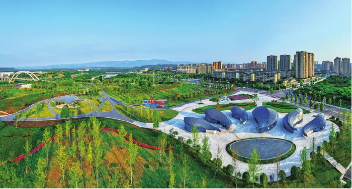 海绵化改造后的广安市渠江音乐公园。四川省住房和城乡建设厅供图