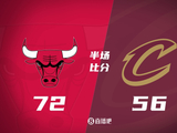 半场战报-公牛领先骑士16分 吉迪13分 米切尔10中1 莫布里16分